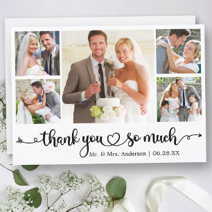 Carte De Remerciements Calligraphie Script Coeur 5 Mariage photo