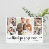 Carte De Remerciements Calligraphie Script Coeur 5 Mariage photo (Debout devant)