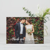 Carte De Remerciements Calligraphie Script Coeur 6 Mariage photo (Debout devant)
