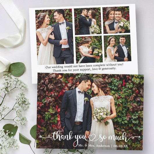 Carte De Remerciements Calligraphie Script Coeur 6 Mariage photo