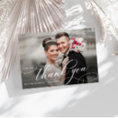 Carte De Remerciements calligraphie script double face photo mariage