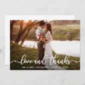 Carte De Remerciements Calligraphie Script Love Thanks Photo Mariage (Devant / Derrière)