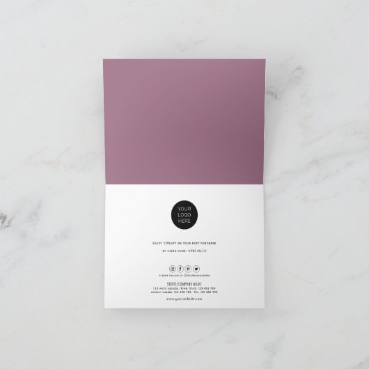 Carte De Remerciements calligraphie Script-Moderne plié-Mauve-Business (Intérieur)