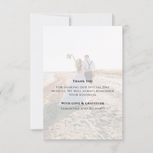 Carte De Remerciements Calligraphie Script Moderne Simple Deux Photo Élég (Dos)