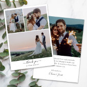 Carte De Remerciements Calligraphie Script Photo Collage Mariage