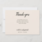 Carte De Remerciements Calligraphie Script Photo Collage Off White (Dos)