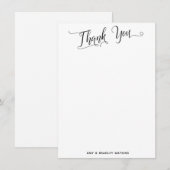 Carte De Remerciements Calligraphie simple en noir et blanc (Devant / Derrière)