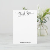 Carte De Remerciements Calligraphie simple en noir et blanc (Debout devant)