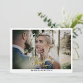 Carte De Remerciements Calligraphie simple et élégante Monogramme Mariage (Debout devant)