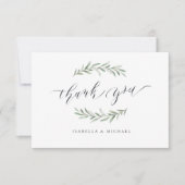 Carte De Remerciements Calligraphie simple verdure rustique (Devant)