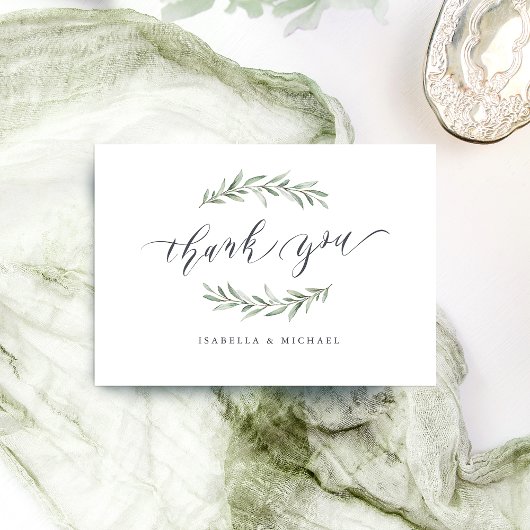 Carte De Remerciements Calligraphie simple verdure rustique