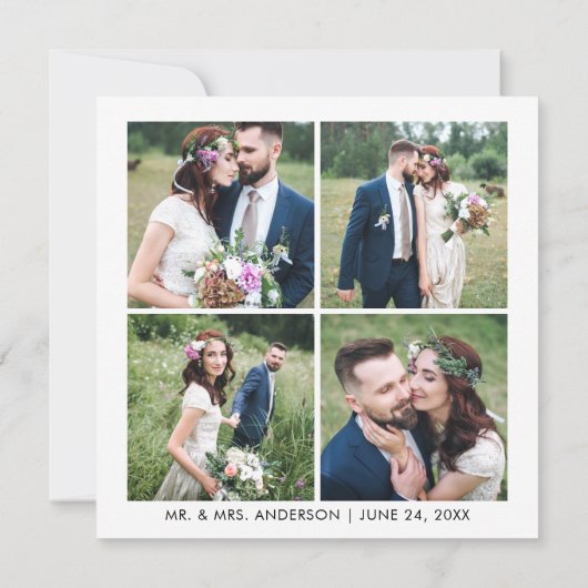 Carte De Remerciements Calligraphie Stylo encre Script 5 Mariage photo Ca (Dos)