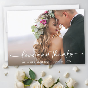 Carte De Remerciements Calligraphie Stylo encre Script Love Photo Mariage