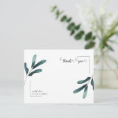 Carte De Remerciements Calligraphie verte de forêt Mariage Eucalyptus (Debout devant)