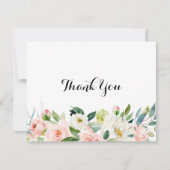 Carte De Remerciements Calligraphie verte florale simple Mariage plat (Devant)