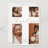 Carte De Remerciements Calligraphy 4 Photo Collage Cross Baptism (Devant)