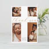 Carte De Remerciements Calligraphy 4 Photo Collage Cross Baptism (Debout devant)