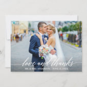 Carte De Remerciements Calligraphy Love Thanks QR Code 2 Mariage photo (Devant)