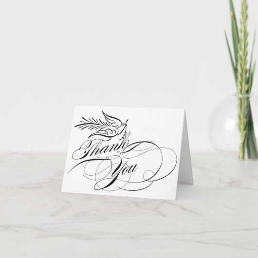 Carte De Remerciements Calligraphy Script Dove Thank (Devant)