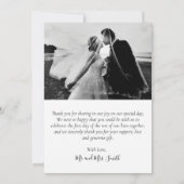 Carte De Remerciements Callygraphie moderne 6 Mariage de collection photo (Dos)