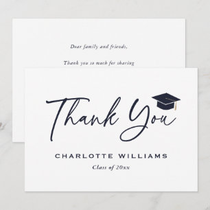 Carte De Remerciements Calotte de remise de diplômes bleu et blanc de sty