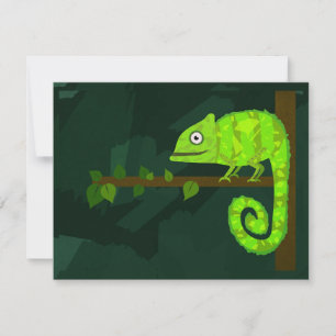 Carte De Remerciements Caméléon mignon vert