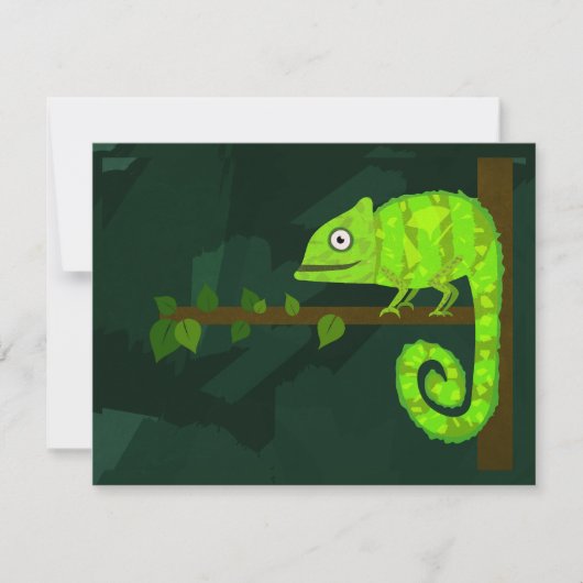 Carte De Remerciements Caméléon mignon vert (Devant)