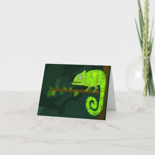 Carte De Remerciements Caméléon mignon vert (Devant)