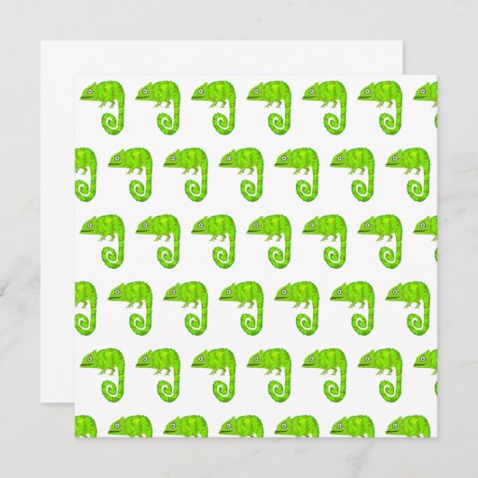 Carte De Remerciements Caméléon vert mignon (Devant / Derrière)