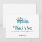 Carte De Remerciements Camion de citrouille bleu (Devant / Derrière)