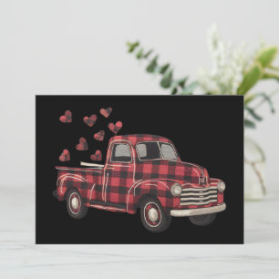 Carte De Remerciements Camion de la Saint-Valentin Funny Buffalo Plaid Le