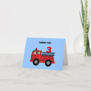 Carte De Remerciements Camion d'incendie rouge Enfant's Birthday Photo Cu