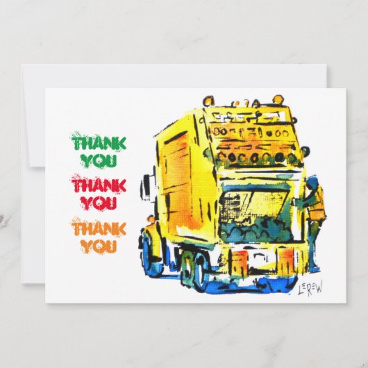 Carte De Remerciements Camion jaune garbage #130704 (Devant)