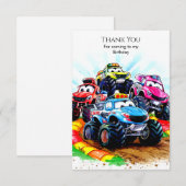 Carte De Remerciements Camion Monster pour enfants (Devant / Derrière)