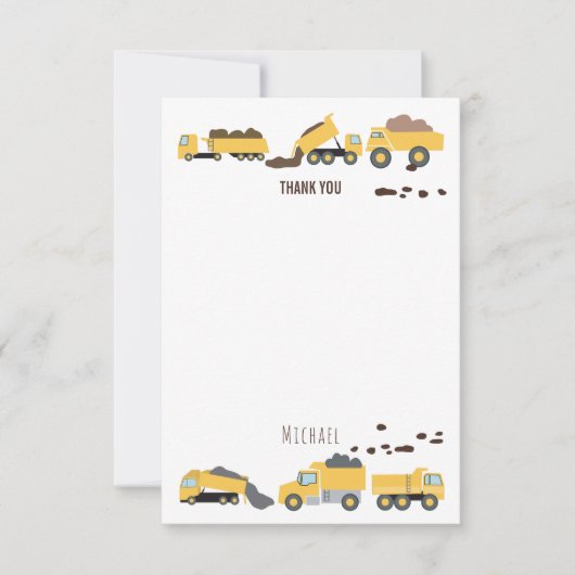 Carte De Remerciements Camions à benne Camions de construction Joyeux Ann (Devant)