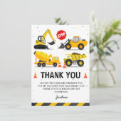 Carte De Remerciements Camions à thème de construction pour l'anniversair (Debout devant)