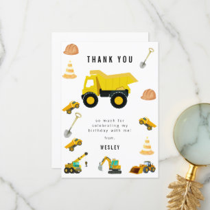 Carte De Remerciements Camions de Chantier Anniversaire