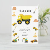 Carte De Remerciements Camions de chantier d'anniversaire (Debout devant)