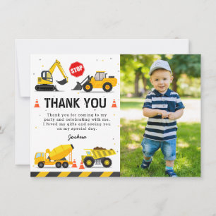 Carte De Remerciements Camions de construction photo Anniversaire de enfa