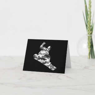 Carte De Remerciements Camouflage gris Snowboardeur