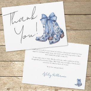 Carte De Remerciements Campagne Bleu Nœud Cow-boy Fête de Mariage