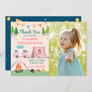 Carte De Remerciements Camping Filles Anniversaire Camp Party Photo