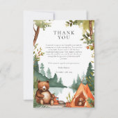 Carte De Remerciements Camping Mountain Baby shower rustique (Devant)