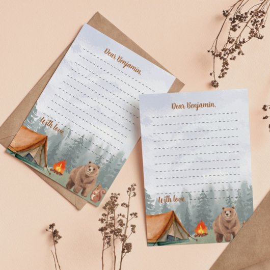 Carte De Remerciements Camping Woodland Time Capsule Note Message Card