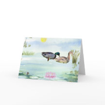 Canards aquarelles avec Lotus n Butterfly