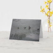 carte de remerciements "Canards sur glace" (Fleur jaune)