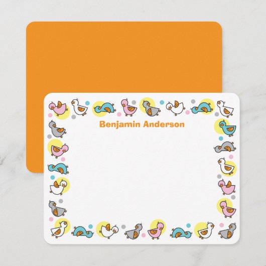 Carte De Remerciements Canetons Jouets Pastels Fête Bébé (Devant / Derrière)