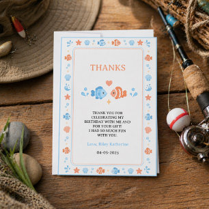 Carte De Remerciements Canne à pêche vintage O-Fish-Ally One 1er annivers