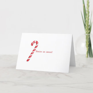 Carte De Remerciements Canne de bonbon rayures rouges et blanches sur fon