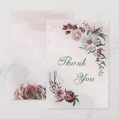 Carte De Remerciements cannelle rose rose blanc floral (Devant / Derrière)